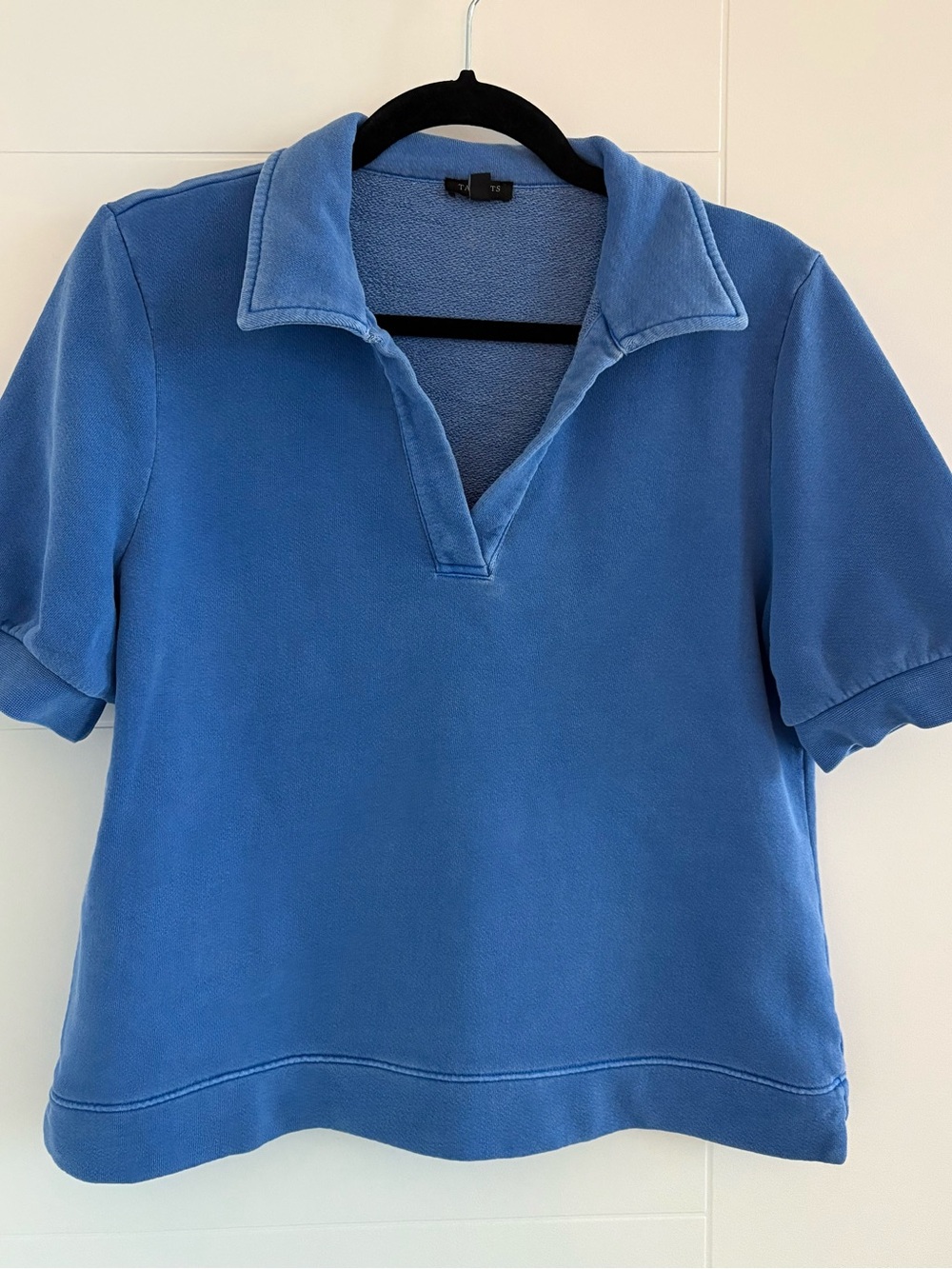 Talbots Distressed Blue Polo-Style Short Sleeve Pullover